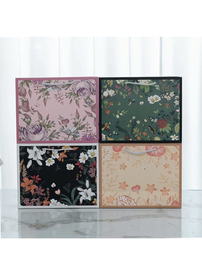 HANSWARE 2PCS Small Gift Bags with Handles,Vintage Flower Paper Gift Bags Medium Size for Presents Extra Large Cute Bags for Valentines,Wedding,Easter,Christmas,Baby Shower,Birthday Party,Green-L - Image 3