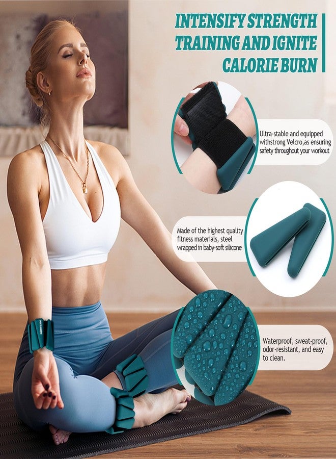 BECOJADDE Wrist Ankle Weights Adjustable Training Intensity for Strength Training Walking Running Yoga Pilates Jogging for Women Men Set of 2 (1lb Each), Dark-green - Image 3
