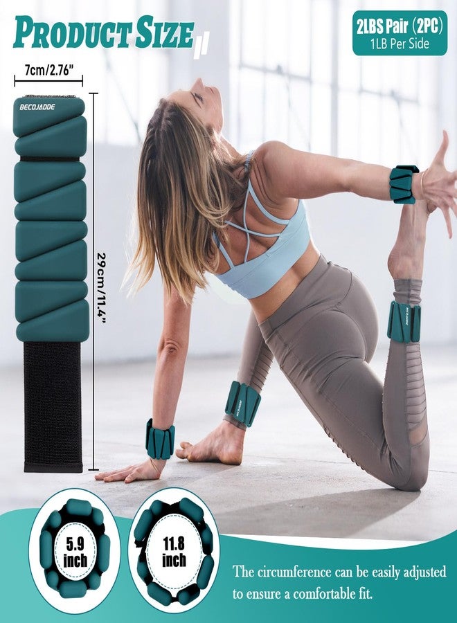 BECOJADDE Wrist Ankle Weights Adjustable Training Intensity for Strength Training Walking Running Yoga Pilates Jogging for Women Men Set of 2 (1lb Each), Dark-green - Image 4