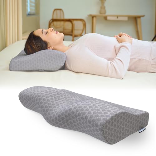 CareFoam Cervical Pillow | 2 Years Warranty | Ventilated Cooling Gel Memory Foam Orthopedic Pillow Neck Support Pillow for Sleeping, Neck & Shoulder Pain | Contour - Pack of 2 | Grey Jacquard Cover - Image 1