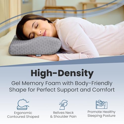 CareFoam Cervical Pillow | 2 Years Warranty | Ventilated Cooling Gel Memory Foam Orthopedic Pillow Neck Support Pillow for Sleeping, Neck & Shoulder Pain | Contour - Pack of 2 | Grey Jacquard Cover - Image 2