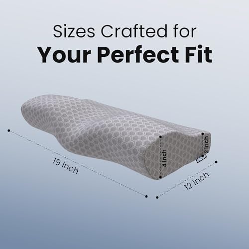 CareFoam Cervical Pillow | 2 Years Warranty | Ventilated Cooling Gel Memory Foam Orthopedic Pillow Neck Support Pillow for Sleeping, Neck & Shoulder Pain | Contour - Pack of 2 | Grey Jacquard Cover - Image 4