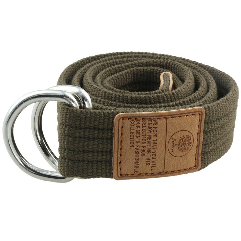 moonsix Canvas Web Belts for Men, Military Style D-ring Buckle Men's Belt, Army Green - Image 1