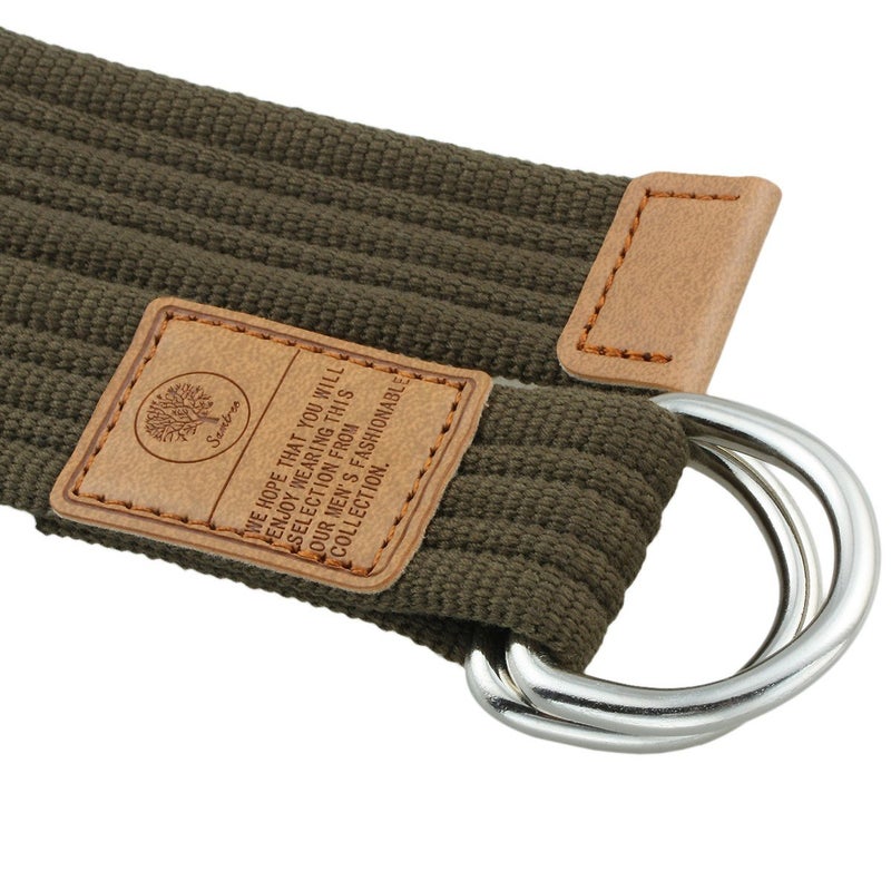 moonsix Canvas Web Belts for Men, Military Style D-ring Buckle Men's Belt, Army Green - Image 2