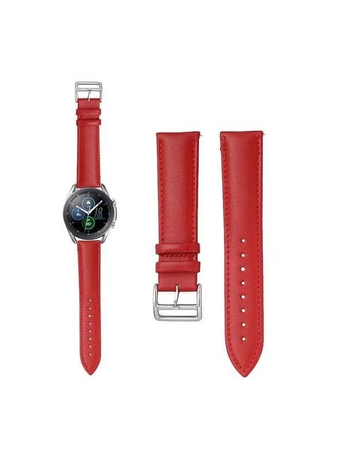 vesus Genuine Leather Replacement Band for Samsung Galaxy Watch 3 45mm Red