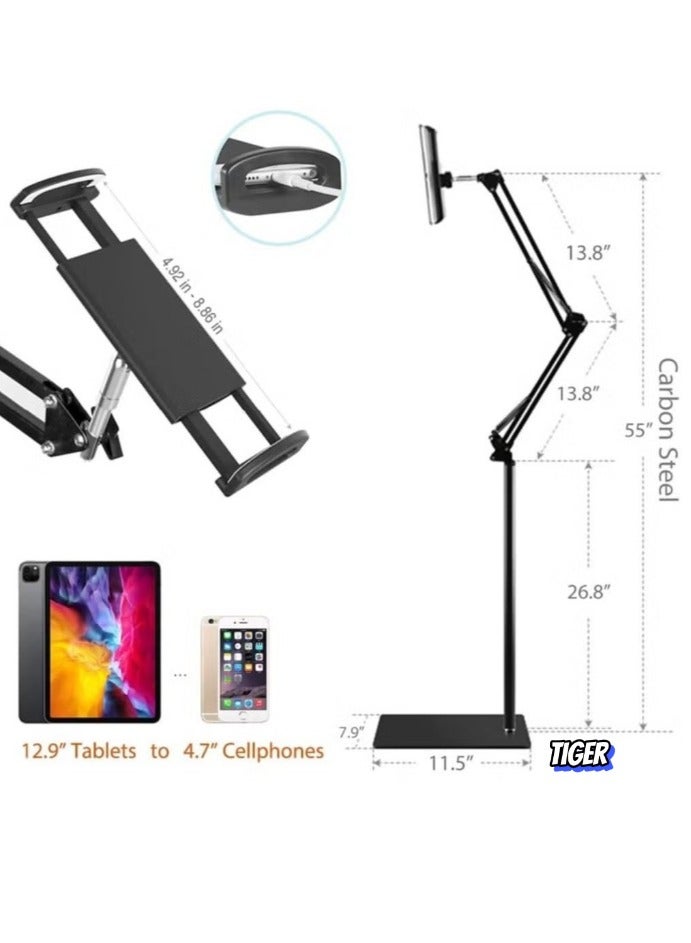 TIGER Adjustable Floor Tablet Stand – Versatile Holder with 360-Degree Rotation – Ideal for Hands-Free Viewing, Video Calls, Reading, and Streaming – Compatible with All Tablets - Image 2