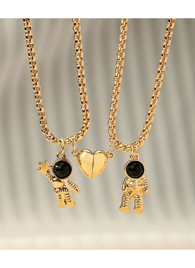 Goolsky Couple Spaceman Pendant Matching Necklace Magnetic Astronaut Spaceman Pendant Necklace Couple Best Friend Necklace  - Image 4
