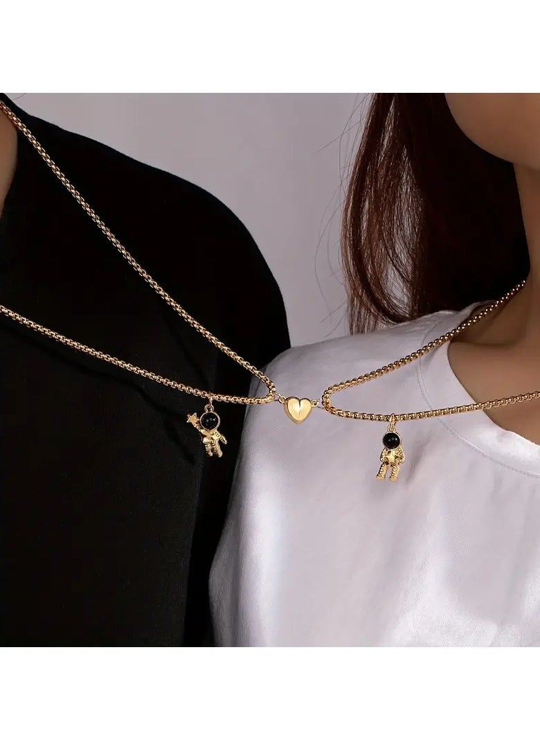 Goolsky Couple Spaceman Pendant Matching Necklace Magnetic Astronaut Spaceman Pendant Necklace Couple Best Friend Necklace  - Image 5