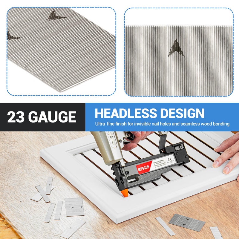 meite 23 Gauge Pin Nails, Assorted 6 Sizes (1/2", 5/8", 3/4", 1", 1-3/16", 1-3/8") Micro Headless Piner Nails - Galvanized 23GA Pins Nails for Nail Gun, Ideal for Trim Work (6,000 Counts) - Image 4