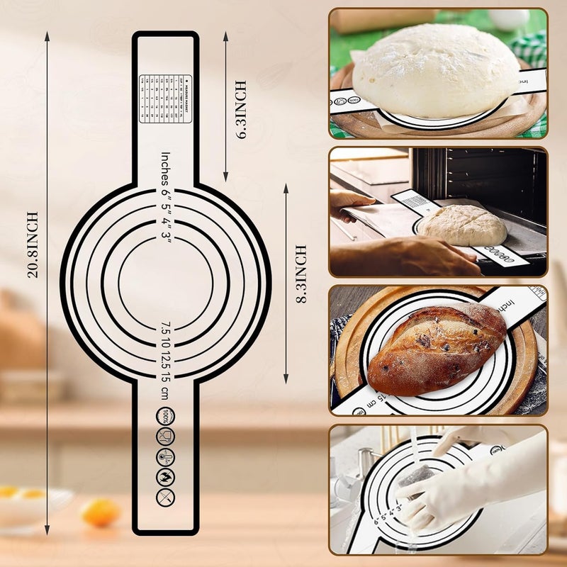 Saicefe Sourdough Starter Kit,Banneton Bread Proofing Basket 10Inch Round,Sourdough Bread Baking Supplies With Starter Jar,Bread Sling,Lame,Danish Dough Whisk Sourdough Kit Gifts (Khaki) - Image 5