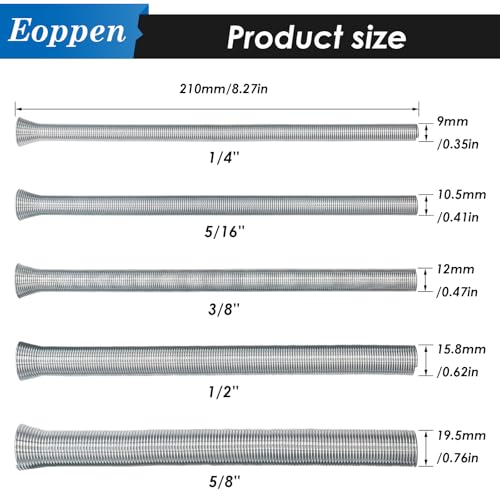 Eoppen Spring Tubing Benders Kit 1/4, 5/16, 3/8, 1/2 and 5/8 Inch 5 in 1 Tube Bender Set for Copper, Brass, Aluminum and Thin Steel Tube - Image 2
