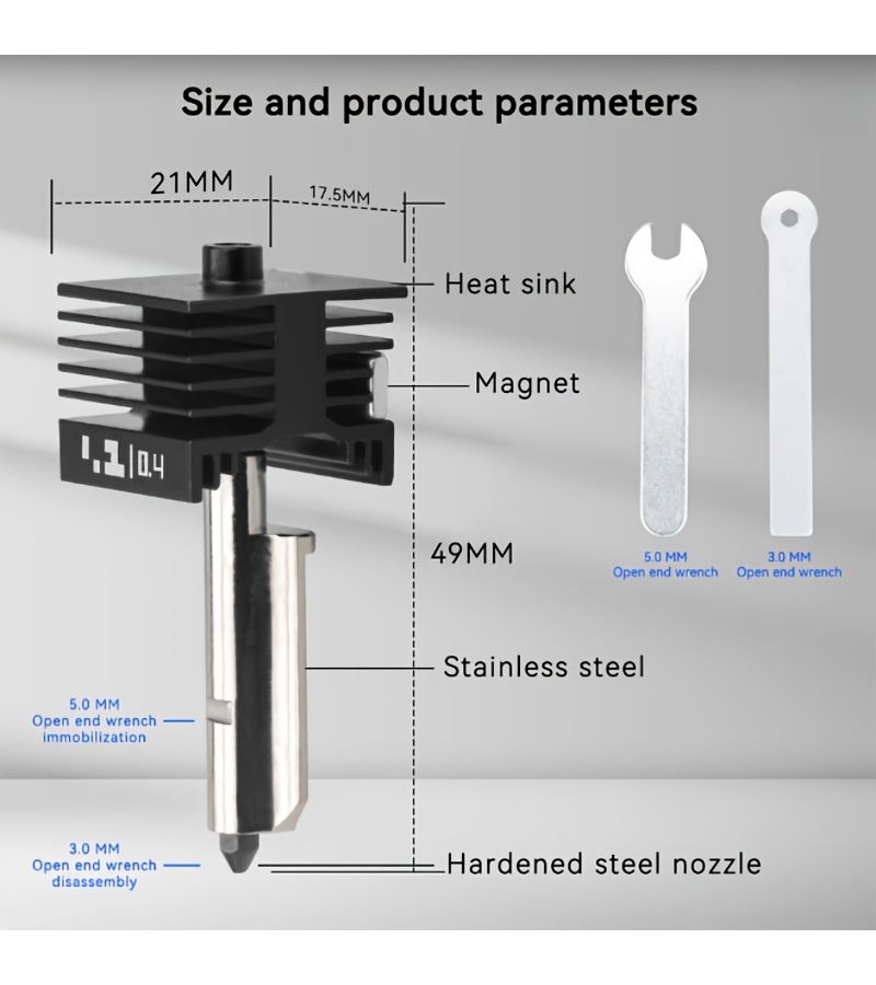 High Speed 3D Printer All Metal Hotend 0.4mm Nozzle Quick Disassemble Print Head - Image 2