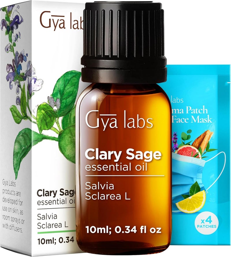 Gya Labs Clary Sage Essential Oil - 0.34 Fl Oz - for Hair, Skin, Diffuser, Aromatherapy & DIY Candle Making Scent - Image 1