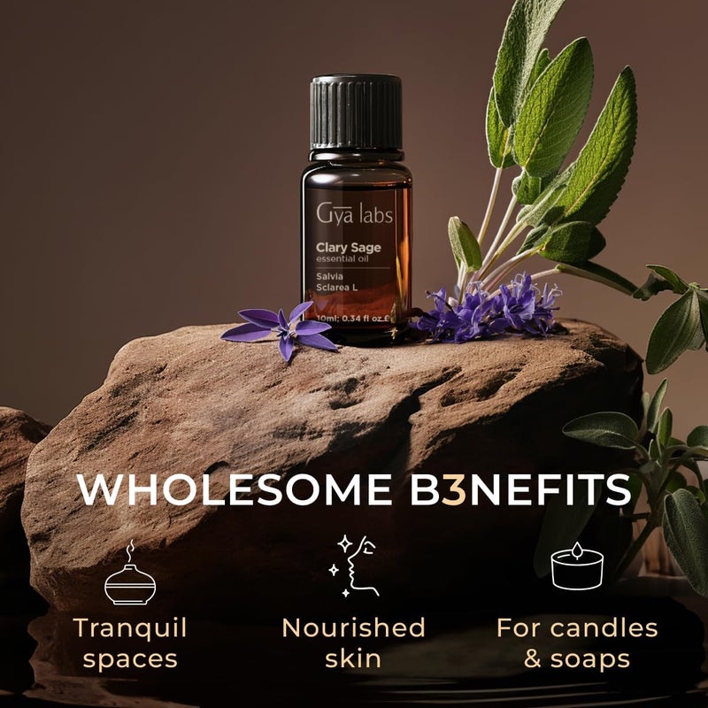Gya Labs Clary Sage Essential Oil - 0.34 Fl Oz - for Hair, Skin, Diffuser, Aromatherapy & DIY Candle Making Scent - Image 5