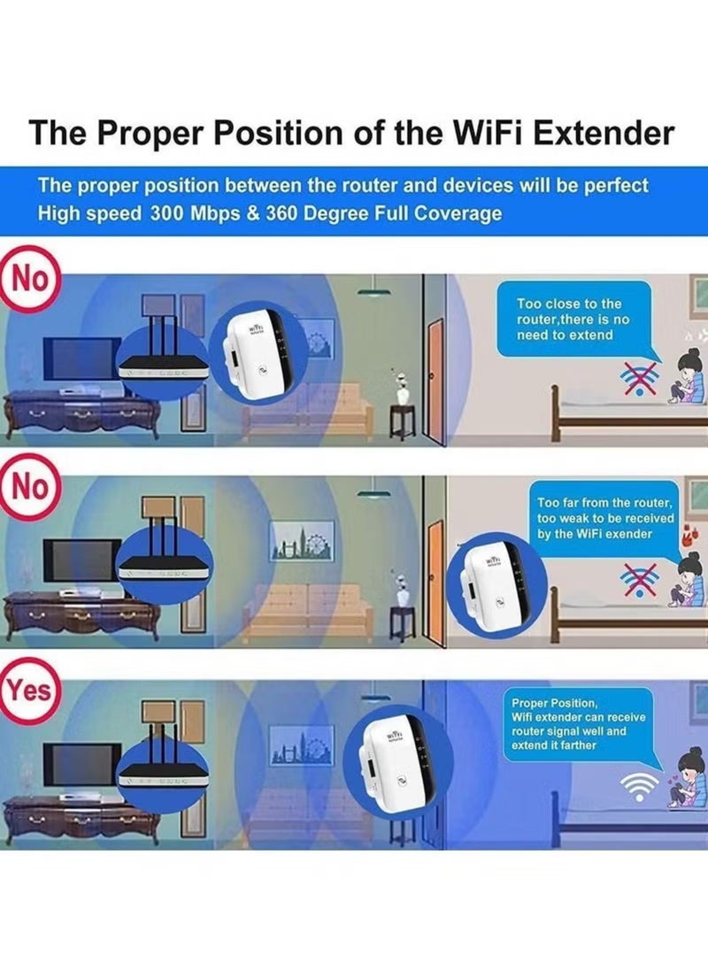 بست مكرر واي فاي 300 متر لاسلكي موسع راوتر شبكة لاسلكية مكبر عبر الحائط موسع راوتر - Image 4