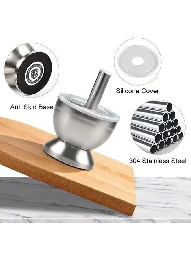 Mortar and Pestle Sets, 18/8 Stainless Steel Mortar and Pestle Bowls Pill Crusher Food Safe  BPA Free Molcajete Bowl - Image 3