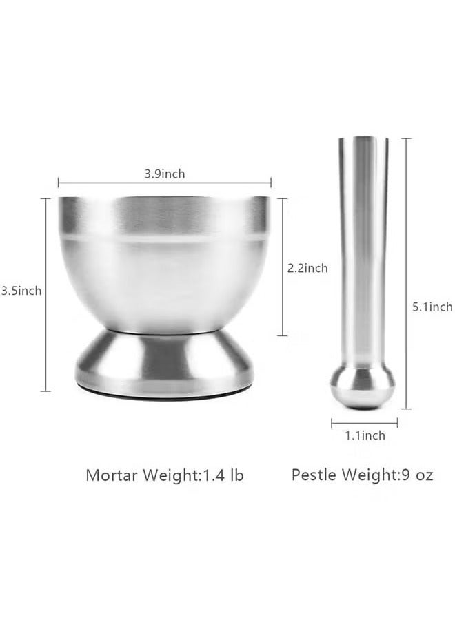 Mortar and Pestle Sets, 18/8 Stainless Steel Mortar and Pestle Bowls Pill Crusher Food Safe  BPA Free Molcajete Bowl - Image 5