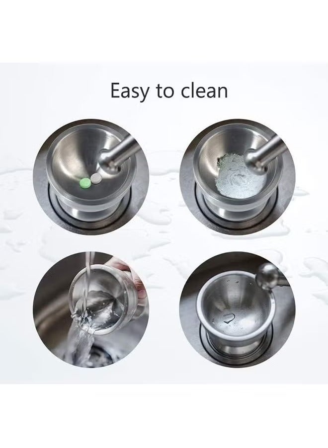 Mortar and Pestle Sets, 18/8 Stainless Steel Mortar and Pestle Bowls Pill Crusher Food Safe  BPA Free Molcajete Bowl - Image 4