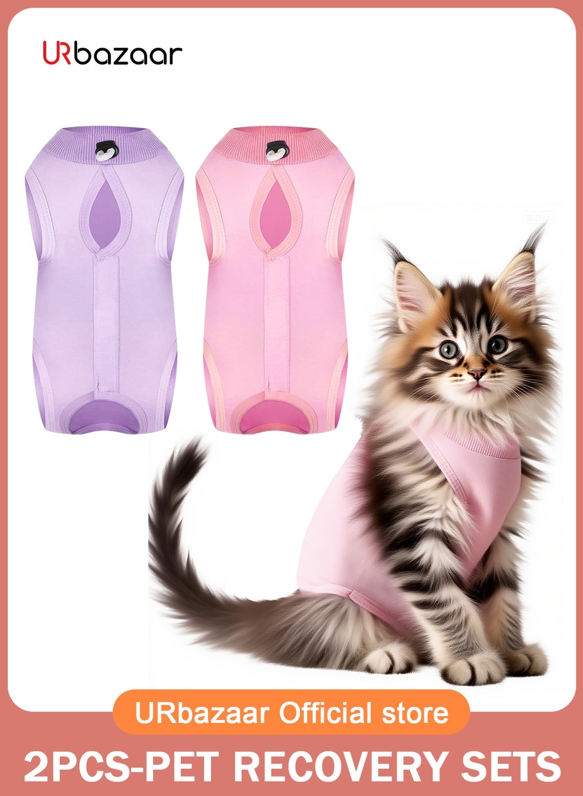 2Pcs Cat Surgery Recovery Suit Cat Onesie for Cats After Surgery Spay Surgical Abdominal Wound Skin Diseases E-Collar Alternative Wear