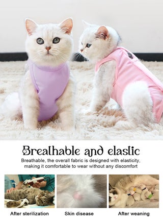 2Pcs Cat Surgery Recovery Suit Cat Onesie for Cats After Surgery Spay Surgical Abdominal Wound Skin Diseases E-Collar Alternative Wear - view 4