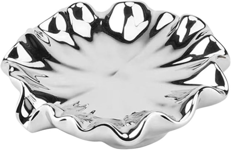 Ceramic Soap Dish Silver Plated Self Draining Soap Tray Nordic Style for Bathroom - Image 1