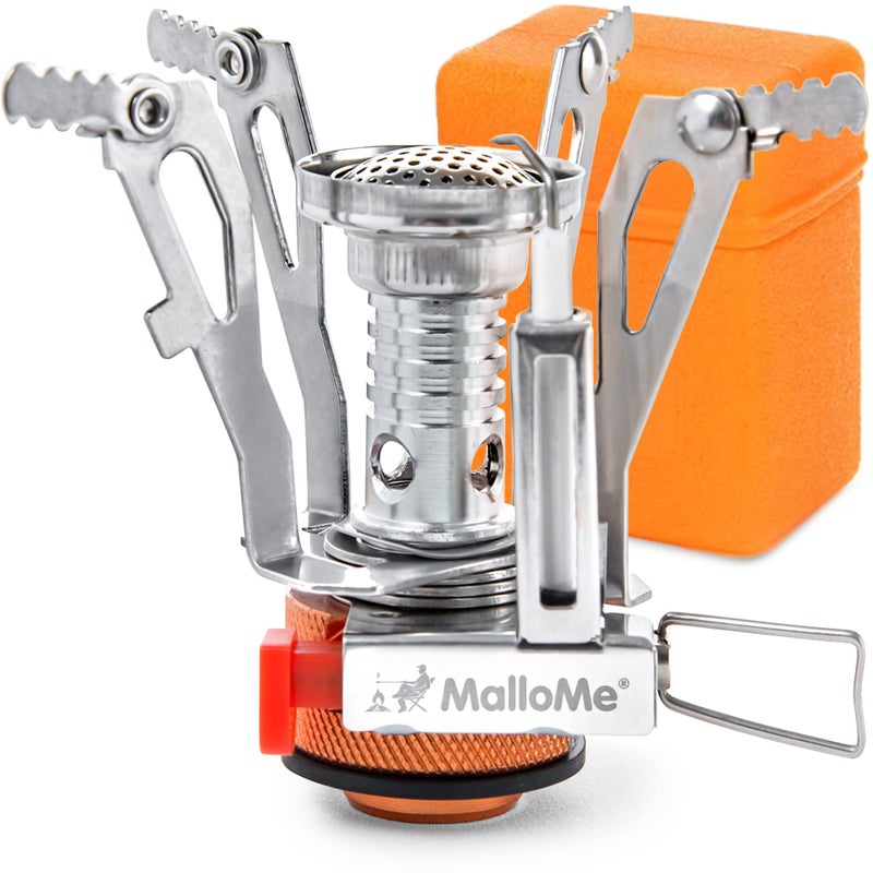 Mallome Backpacking Stove - Portable Camping Stove - Small Backpack Camp Single Burner For Propane Butane Isobutane Fuel Canister - Mini Pocket Rocket Jet Boiler For Hiking & Gas Cooking - Image 1