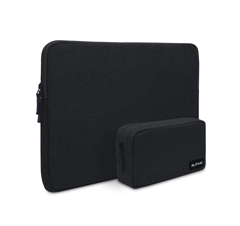 Alifiya Polyester MacBook Laptop Sleeve Bag 16 Inch with Charger Pouch (Black_L26) - Image 1
