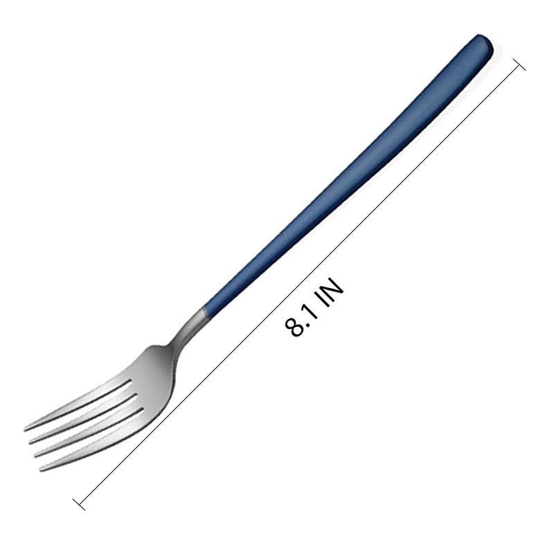 BGVM Stainless Steel Dinner Forks Set Flatware Dessert Forks Table Forks Silver Forks for Fruit Appetizers Desserts Set of 4 Blue - Image 2