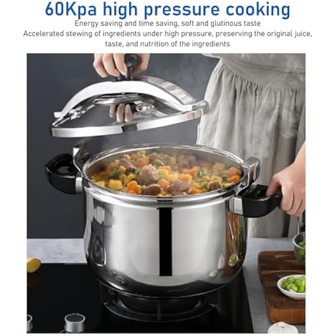BusoTh Stainless Steel Pressure Cooker Efficient And Fast Cooking Pots And Pans Explosion Proof Double Bottom Pressure Cooker Cookware Canner For Induction Cookers Open Flames 22L - Image 3