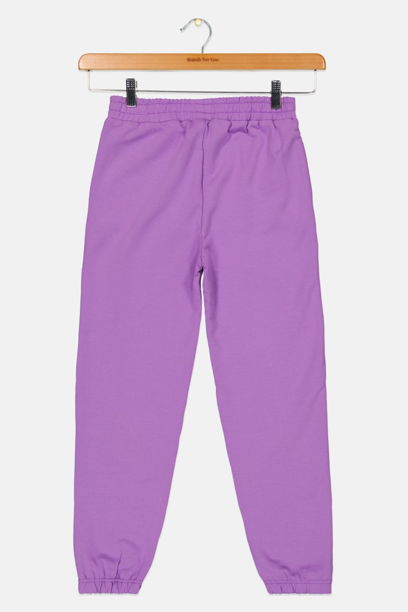 The Giving Movement Kids Girl Plain Jogger Sweatpants, Purple - Image 2