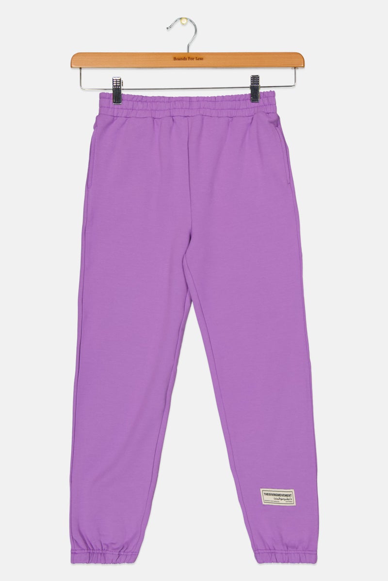 The Giving Movement Kids Girl Plain Jogger Sweatpants, Purple - Image 1
