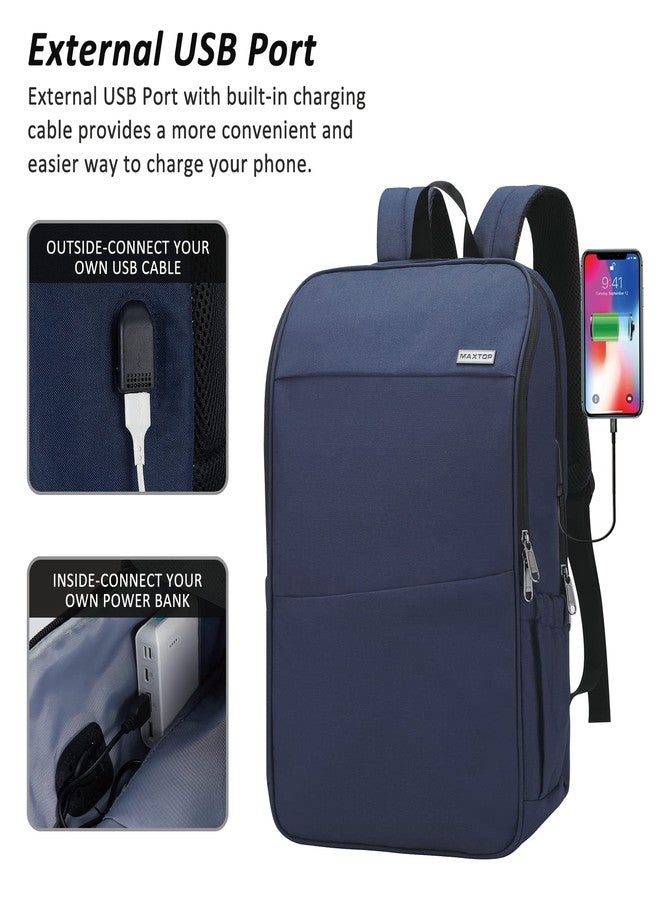 MAXTOP Travel Laptop Backpack Business Backpacks with USB Charging Port Water Resistant School College Bookbag, Navy, 18.4 inch, XL Travel Backpacks With Separate Computer Compartment - Image 3