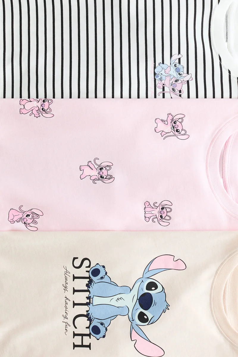 اتش اند ام بلوزة جيرسيه مزينة بطبعة - عبوة من 3 قطع