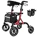 MAXWALK Walkers for Seniors Rollator Walker with Seat 10 Rubber Wheels All Terrain Rollator Walker with Backrest Aluminum Walkers Builtin Cable Foldable and Adjustable Height for Seniors Red - Image 1