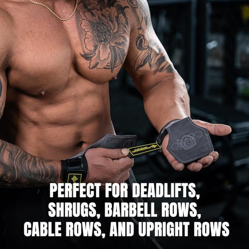 M MANUEKLEAR MANUEKLEAR Gym Straps, Double Leather Lifting Straps for Men Deadlift with Cushion Wrist Loop, Gym Lifting Wrist Wraps for Weightlifting - Image 3
