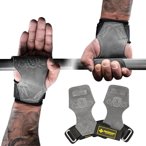 M MANUEKLEAR MANUEKLEAR Gym Straps, Double Leather Lifting Straps for Men Deadlift with Cushion Wrist Loop, Gym Lifting Wrist Wraps for Weightlifting - Image 1