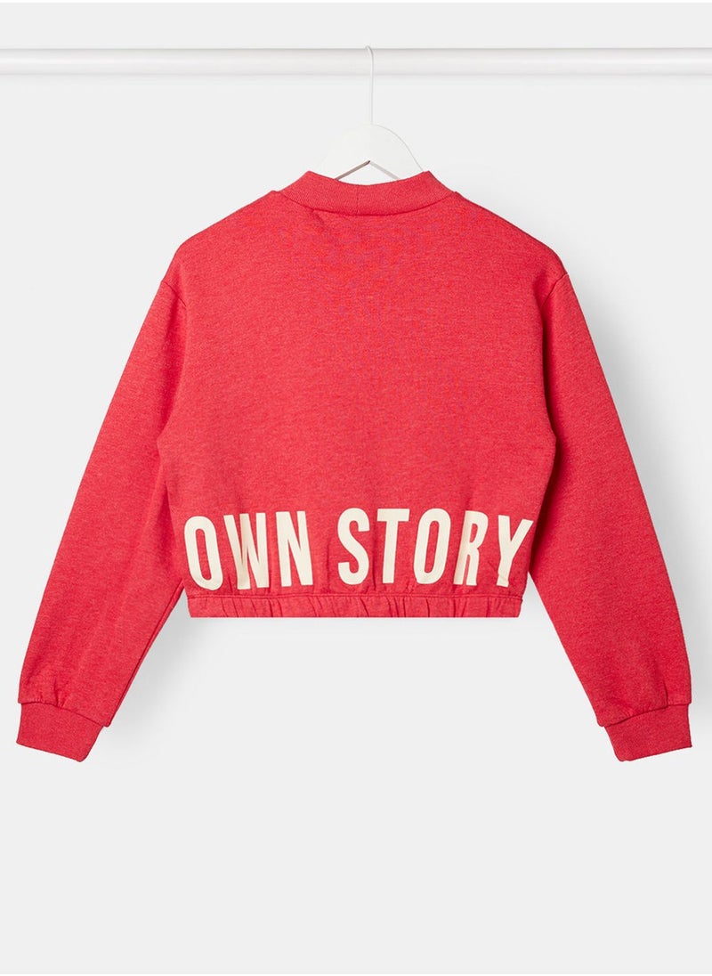 NAME IT - Kids Slogan Cropped Sweatshirt - Image 1
