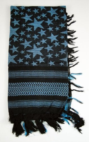 Tapp Collections Premium Star Pattern Shemagh Head Neck Scarf - Turquoise Blue/Black - Image 2