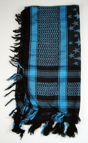 Tapp Collections Premium Star Pattern Shemagh Head Neck Scarf - Turquoise Blue/Black - Image 3