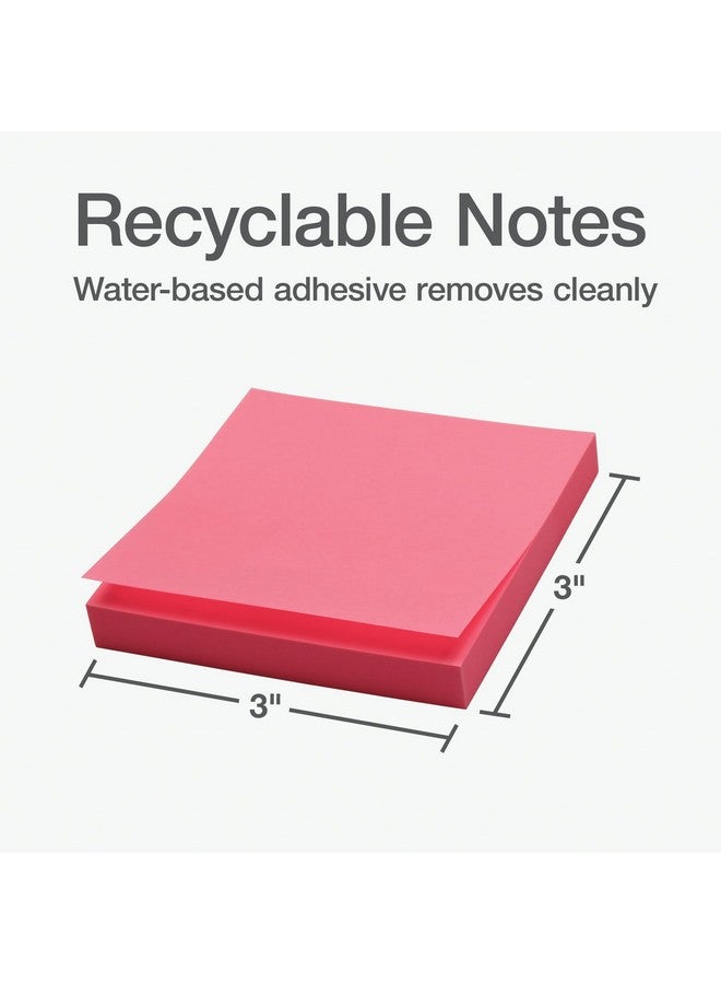 Redi-Tag Sticky Notes, Power Stick Notes, Adhesive Reminders, 3" X 3" Reusable Notes, Strong Adhesive Memos, Assorted Bright Colors, 8 Pack (1000975) - Image 3