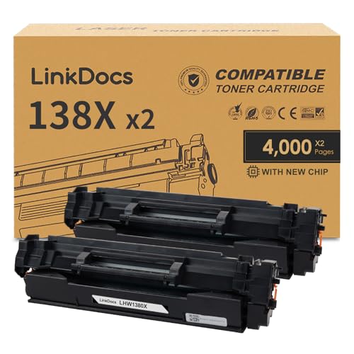 LinkDocs 138X Toner Cartridge Replacement for HP 138X W1380X 138A W1380A Toner Cartridge (with New Chip) Used with HP Laserjet Pro 3001dw MFP 3101fdw Printers(Black 2-Pack) - Image 1