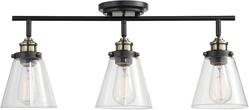 Globe Electric 59629 Jackson 3 Track Lighting, Dark Bronze, Antique Brass Accents - Image 1