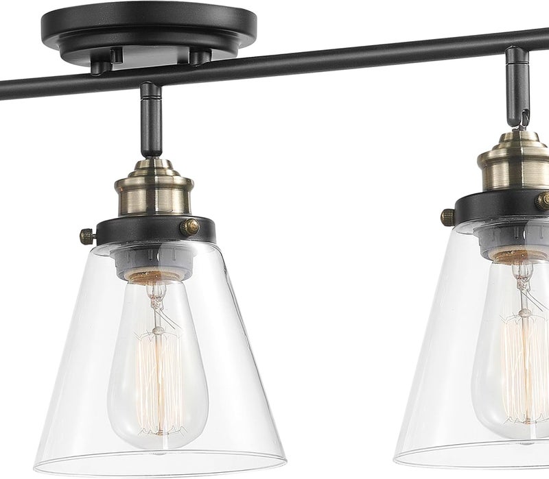 Globe Electric 59629 Jackson 3 Track Lighting, Dark Bronze, Antique Brass Accents - Image 5