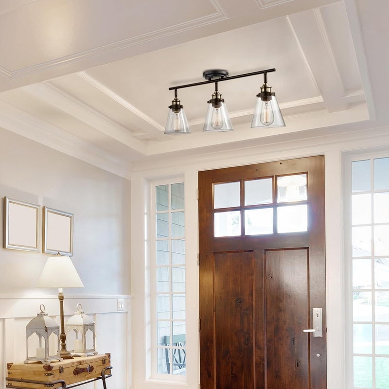 Globe Electric 59629 Jackson 3 Track Lighting, Dark Bronze, Antique Brass Accents - Image 3