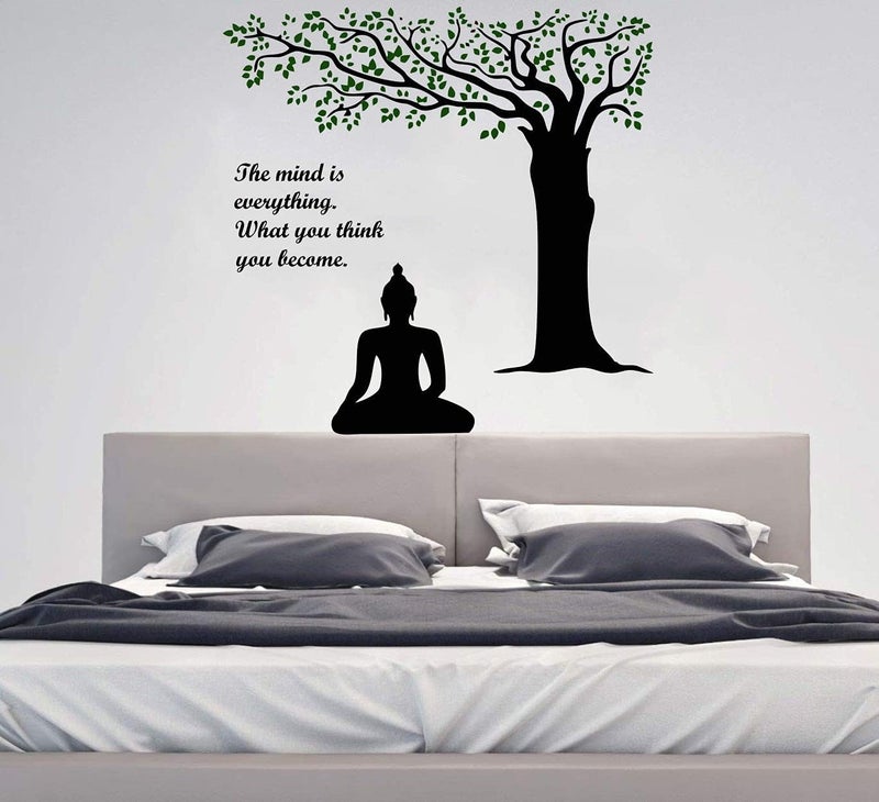 Asmi Collections Meditating Buddha Wall Sticker with Motivational Quote - Image 2