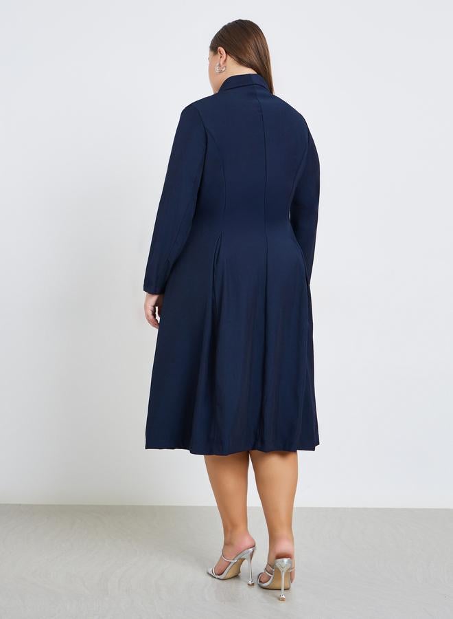 Styli Plus Size Fold Pleat Blazer Midi Dress - Image 5