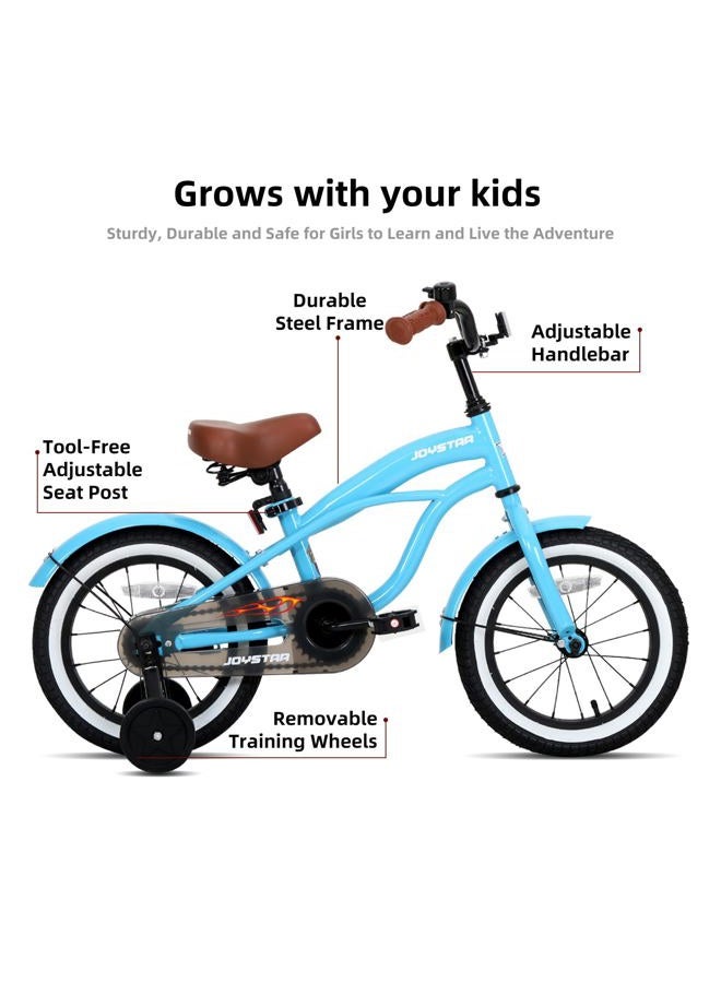JOYSTAR 14 Inch Kids Bike with Training Wheels for Ages 3-5 Years Old Girls Boys Bike Toddler Bike Beach Cruiser Kids Bicycle Blue - Image 2