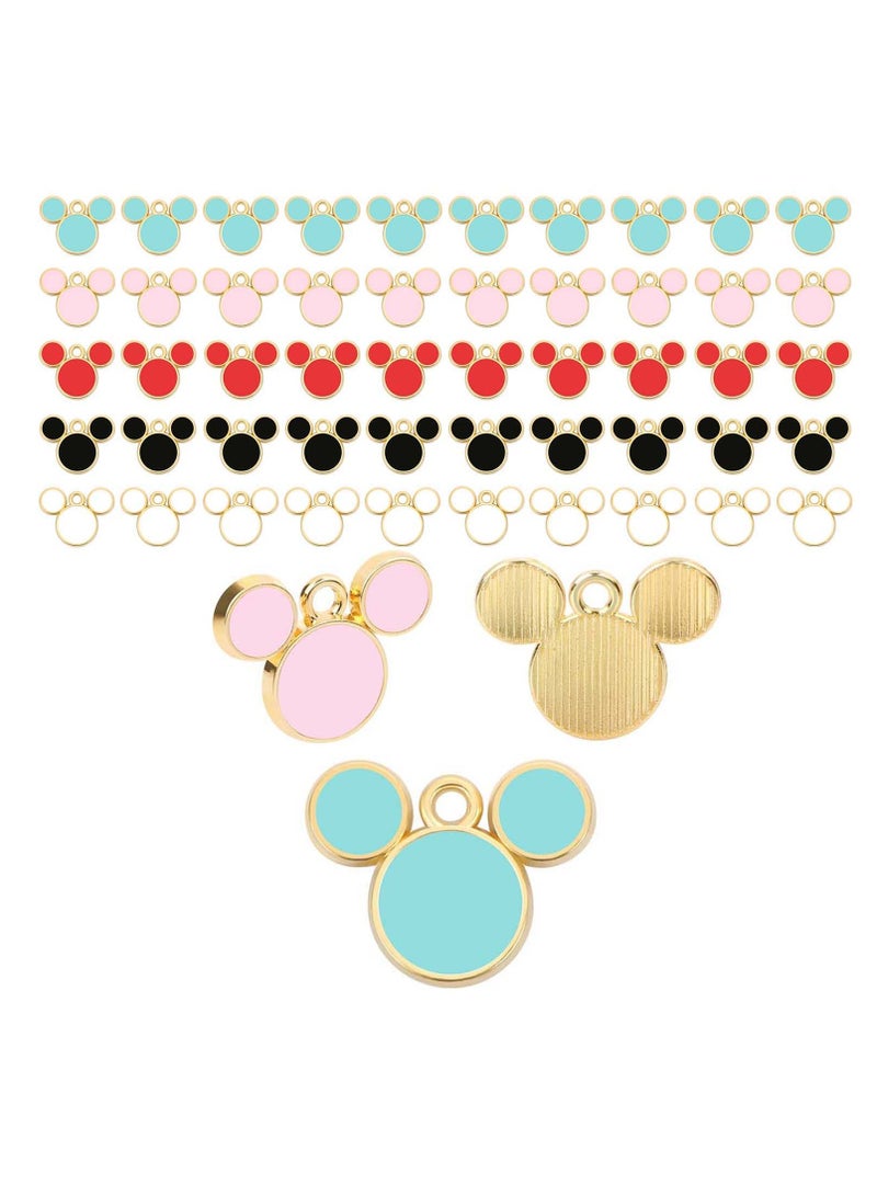 Excefore Jewelry Making Charms, 50 Pcs Mouse Charms, 5 Colors Mouse Head Pendant Key Ring Colorful Acrylic Mouse Beads for Women DIY Jewelry Making Crafting Cartoon Mouse Keychains - Image 1