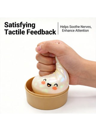 Simulation Glitter Dumpling Fidget Toy, Soft Squeeze Squishy Toy with Steamer Box, Anti Anxiety Sensory Toy, Cute Home Table Decor, Novelty Birthday Daily Gifts for All Ages - view 4
