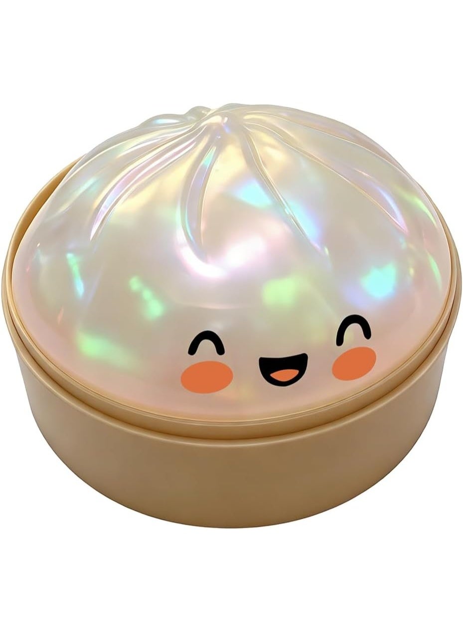 Simulation Glitter Dumpling Fidget Toy, Soft Squeeze Squishy Toy with Steamer Box, Anti Anxiety Sensory Toy, Cute Home Table Decor, Novelty Birthday Daily Gifts for All Ages